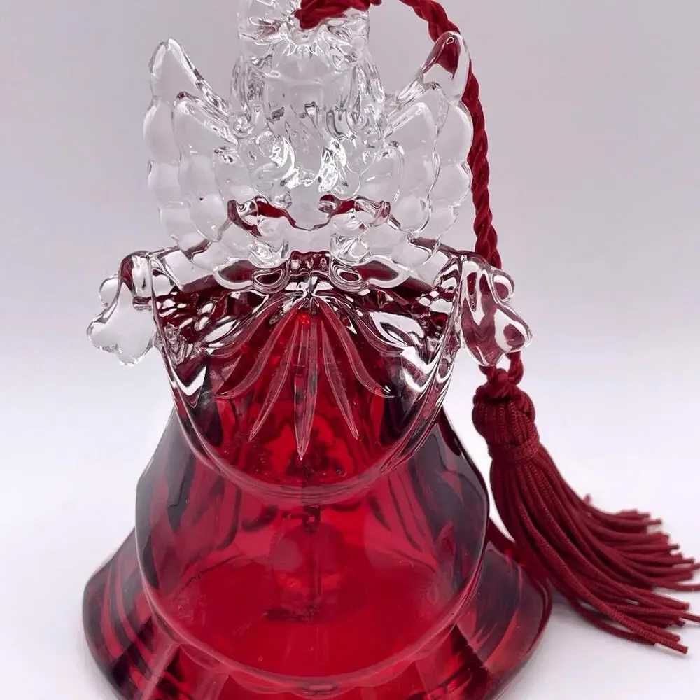 Marquis Waterford‎ Crystal Noel Angel Bell Christmas Ornament Red Clear